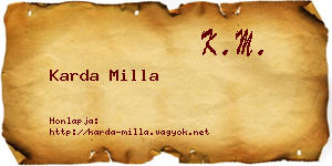 Karda Milla névjegykártya